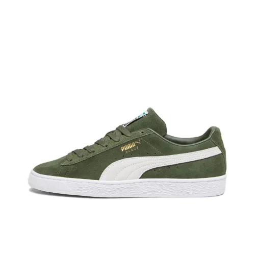 PUMA Suede Slip-Resistant Abrasion-Resistant Breathable Low-Top Skateboarding Shoes Men's White Green PUMA Замша противоскользящая устойчивая к истиранию дышащая низкие кеды для скейтбординга мужские белые зеленые
