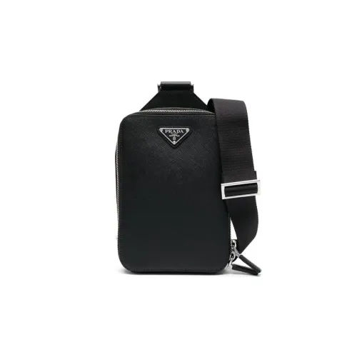 PRADA BriqueSaffiano Телячья кожа Курьерская сумка Sling Сумка Обычный Мужской Черный