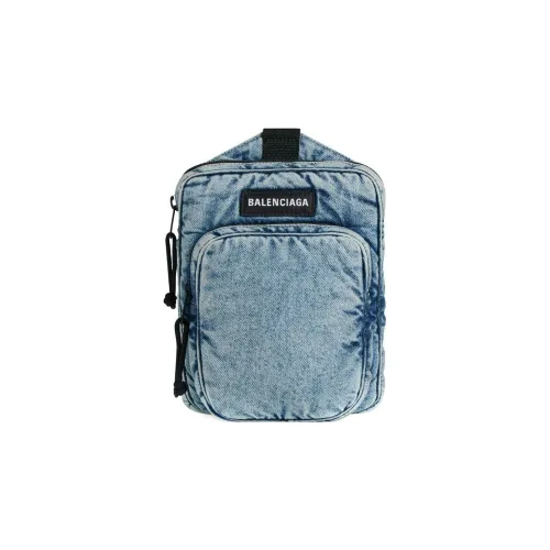 Balenciaga Explorer Хлопок с Полиэстером Курьерская Сумка Одно Плечо Через Плечо Бананка Сумка через плечо Мужская Светло-Синяя