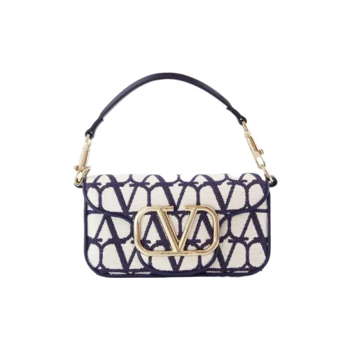 Valentino Хлопок с кожаными вставками Сумка через плечо Женская Синяя Бежевая