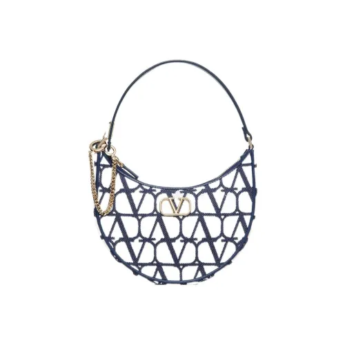 Valentino Vlogo Телячья кожа Сумка-хобо Сумка через плечо Мини Женская Синий Белый