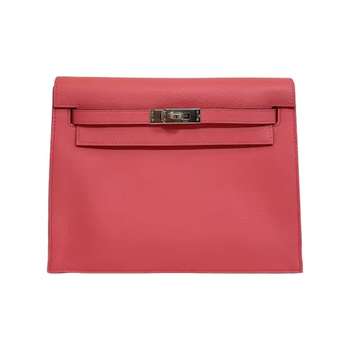 HERMES Kelly Danse Кожа Evercolor Одно плечо Через плечо Клатч Женские Лето Розовый Титан Зеленый