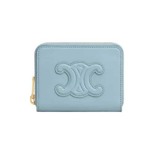 CELINE Triomphe Arc De Triomphe Гладкая коровья кожа Держатель для карт кошелек Женские California Синий