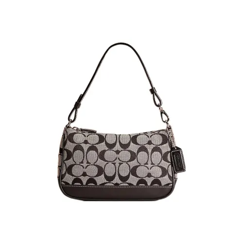 COACH Demi Жаккард Полумесяц Сумка Сумка через плечо Маленькая Женская Черная и Серая