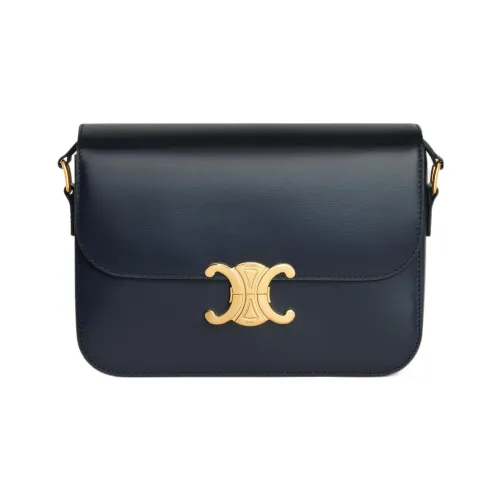 CELINE Triomphe Arc De Triomphe Блестящий Телячья кожа Сумка на плечо Портативная Сумка через плечо Женская Темно-синий