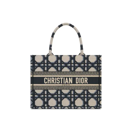 DIOR BookTote Вышивка Сумка-тоут, Сумка для покупок, Сумка среднего размера, Женская, Бежевая/Синяя