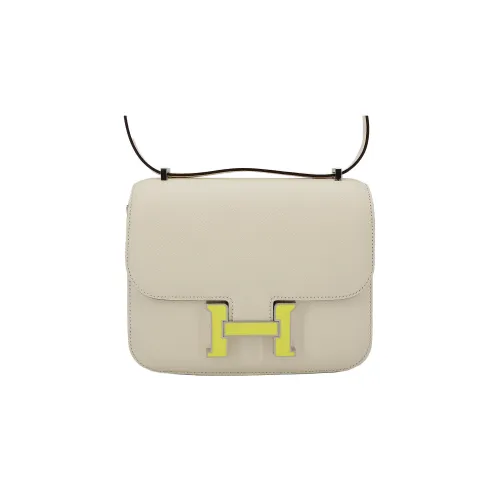 HERMES Constance Эпсомская кожа Сумка через плечо Мини Женская Кремово-белая