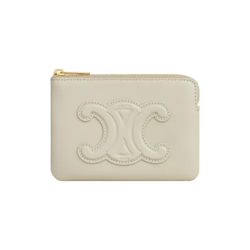 CELINE Triomphe Arc De Triomphe Гладкая коровья кожа Держатель для карт Монетница Женская Экрю