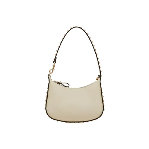 Valentino Rockstud Рельефная Телячья Кожа Хобо Сумка Сумка через плечо Женская Айвори Белый