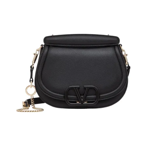 Valentino VSLING с текстурой Телячья кожа Седло Сумка Сумка через плечо Женская Черная