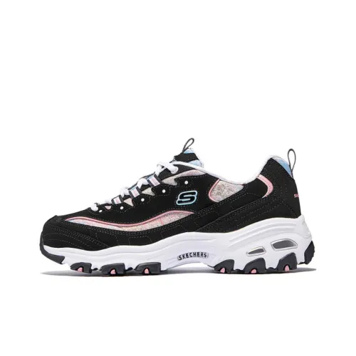 Skechers D'LITES 1,0 Устойчивые к истиранию Низкие Топ Кроссовки с Толстой Подошвой Женские Черный Розовый Синий