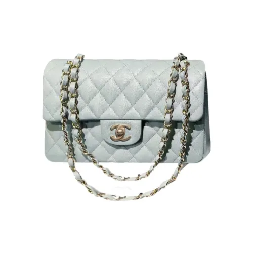 CHANEL Classic Flap CF Телячья кожа Mouth COVER Сумка Сумки через плечо Маленькая женская светло-синяя
