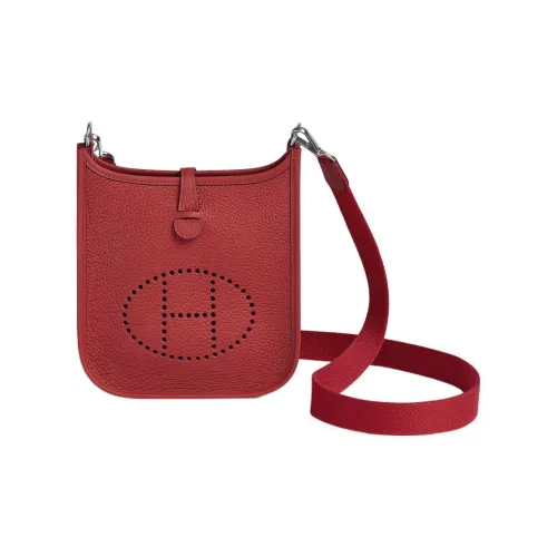 HERMES Evelyne Taurillon Clemence Bullock Кожаная Сумка через плечо Сумка на плечо Женская Вермильон и Ярко-красный