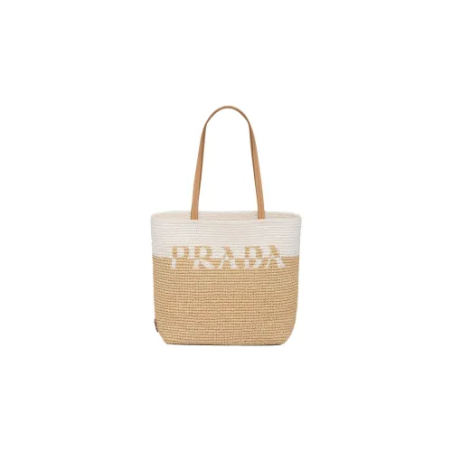 PRADA Raffia Tote Bag Shopping Bag Tote Regular Women's Tan White PRADA Рафия Тоут Сумка Сумка для покупок Сумка Обычный Женский Коричневый Белый
