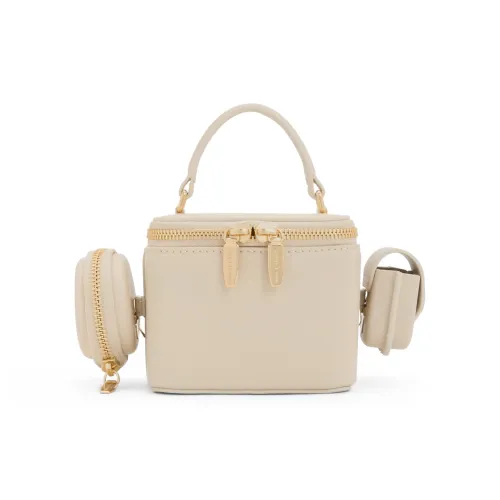 CHARLES KEITH ПУ (полиуретан) Charles Keith Сумка Коробка Сумка Ручная Сумка Сумка через плечо Маленькая Женская Бежевая Темно-Джинсовый Синий