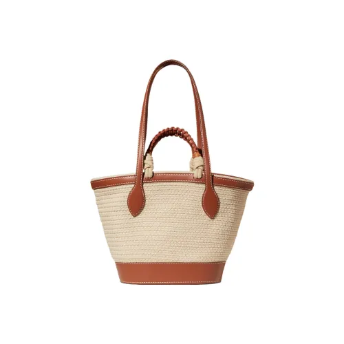 Loro Piana Хлопок Кожа Через плечо Сумка Маленькая Женская Бежевая Темно-умбровая