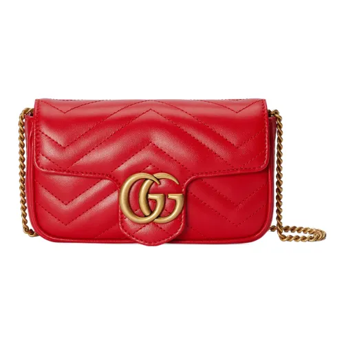 GUCCI Marmont Кожа Сумка через плечо Сумка на плечо Экстра мини Женская Красная