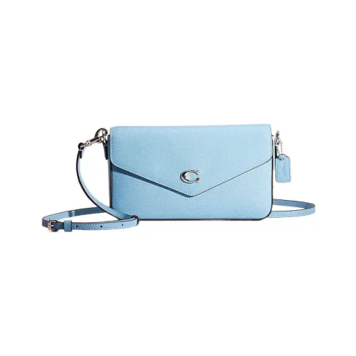 COACH Wyn Крестовая текстура Кожа Конверт Сумка через плечо Маленькая Женская Синяя