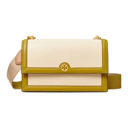 TORY BURCH Кожа Конверт Сумка Аккордеонная Сумка Сумка через плечо Мини Сумка Женская Зеленый Кремовый Белый