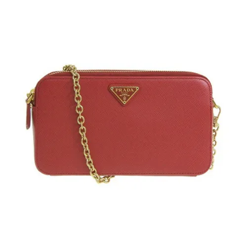 PRADA Крестообразная текстура кожа кошелек сумка через плечо обычный женский красный