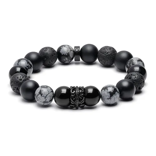 Cuud Черный Onyx Вулканический камень Obsidian Браслеты Унисекс