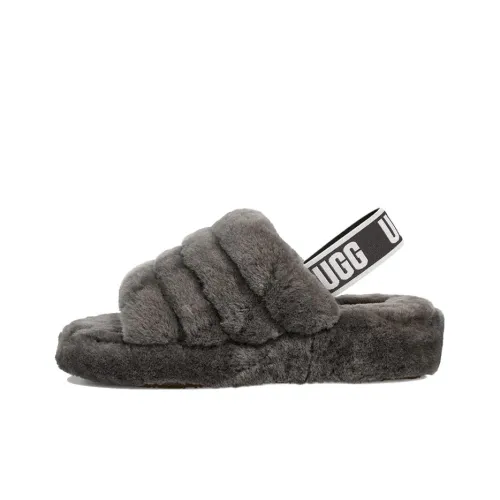 UGG FLUFF YEAH Slide Мода Тапочки Женские Серые