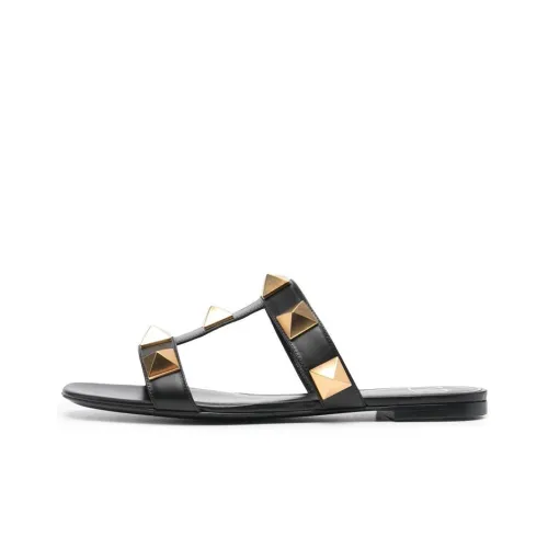 Valentino Roman Stud Шлепанцы Женские Черный Золото