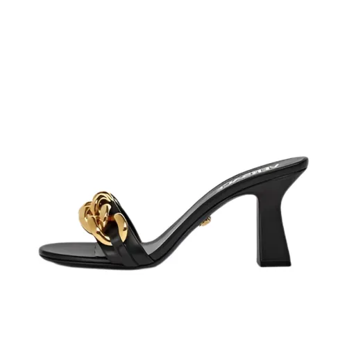 VERSACE Металл Шлепанцы Женские Черный