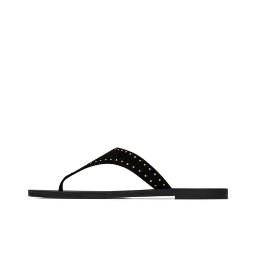 SAINT LAURENT Устойчивые к истиранию шлепанцы женские черные