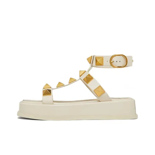 Valentino Roman Stud One Ремень Сандалии Женские Светлый Айвори