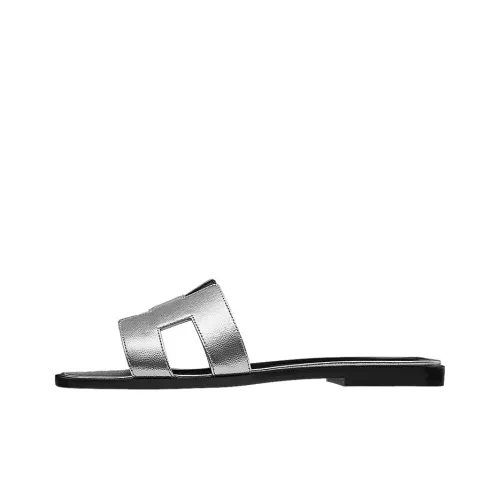 HERMES Oran Слипоны Женские Серебристый Серый