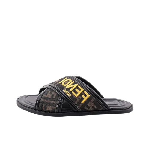 FENDI Шлепанцы Мужские Черные Коричневые