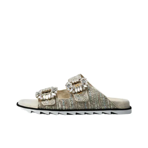 Roger Vivier Slidy Viv' Strass Слипоны Женские Серебряные