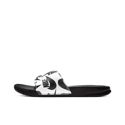 nike Benassi JDI Резиновая подошва Противоскользящие Устойчивые к истиранию Слипоны Мужской Черный белый