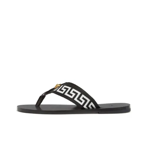 VERSACE Резина Подошва Шлепанцы Мужские Черный Белый