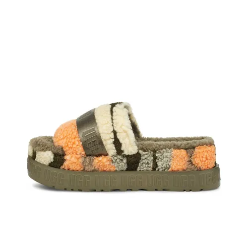 UGG Fluffita Cali Collage Стильные Сандалии Женские Оливково-зеленые