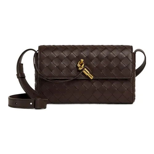 Bottega Veneta Lambskin Сумка через плечо Мини Женская Темно-коричневая