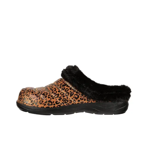 Skechers Foamies Резиновая подошва Slip-resistant Слипоны Женские Леопардовый принт