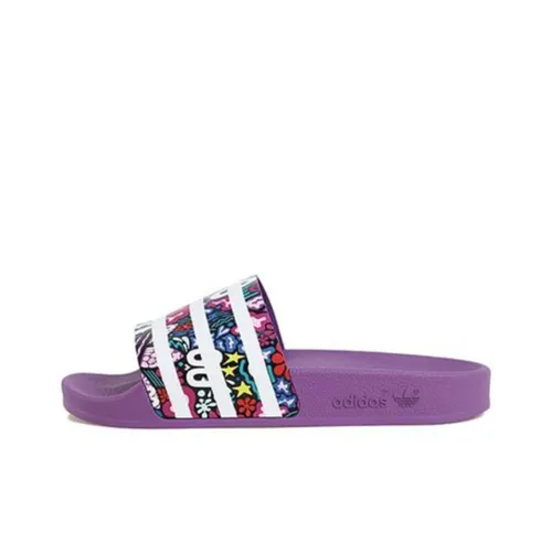 Adidas Originals Резина Подошва Противоскользящие Устойчивые к Износу Слипоны Женские Фиолетовые