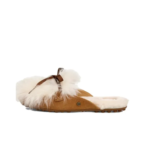 UGG Shaine Fluff Стильные Сандалии Женские Каштаново-коричневые