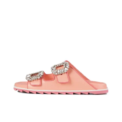 Roger Vivier Slidy Viv' Strass Пряжка Мюли Тапочки Женские Розовый