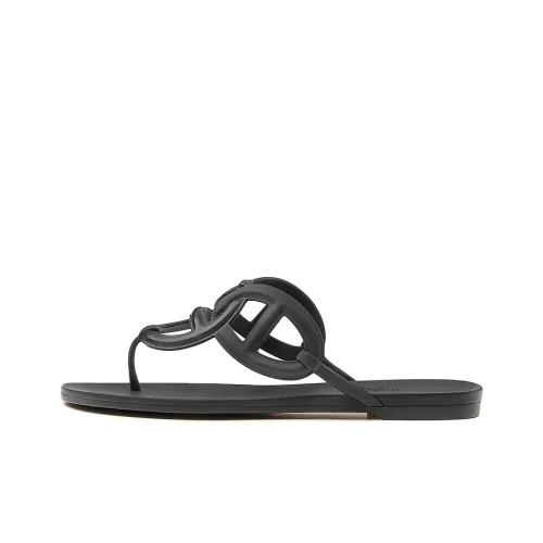 HERMES Egerie Быстросохнущие Шлепанцы Женские Черные