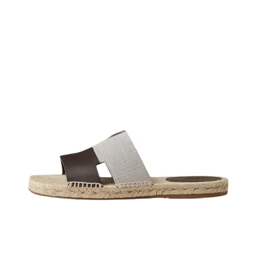 HERMES Antigua Слипоны Мужской Коричневый Серый