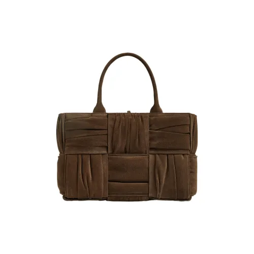 Bottega Veneta Arco Замша Тоут Сумка Сумка для покупок Сумка Маленькая Женская Темно-Коричневая