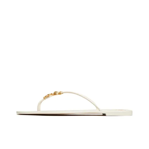 TORY BURCH Crystal Flip Flops Women's Ivory