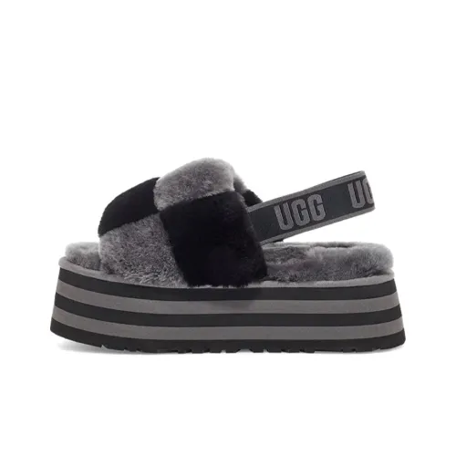 UGG DISCO Checker Slide Fashion Sandals Women's Black Gray UGG DISCO Checker Slide Модные сандалии женские черные серые
