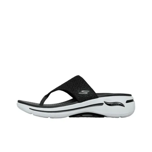 Skechers Go Walk Arch Fit Slip-resistant Slippers Women's Black White Слипоны Skechers Go Walk Arch Fit противоскользящие женские черные и белые