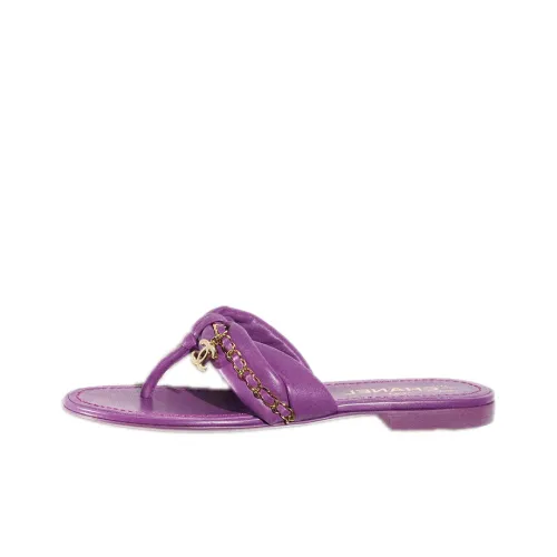 CHANEL Шлепанцы Женские Темно-фиолетовые