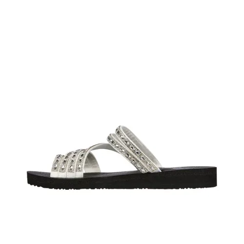 Skechers Meditation Резиновая подошва стразы слипоны женские черный белый