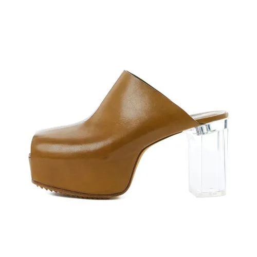 RICK OWENS совместный бренд RO Натуральная кожа подошва Быстросохнущие домашние тапочки Женские Коричневый